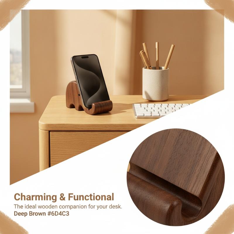 Dual Phone Holder - Çizilmez Siyah Ceviz Telefon Standı, Yaratıcı