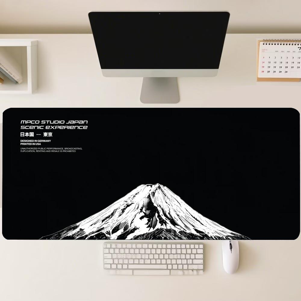 Desk Setup Workspace - Mount Fuji Minimalist Büyük Boy Genişletilmiş