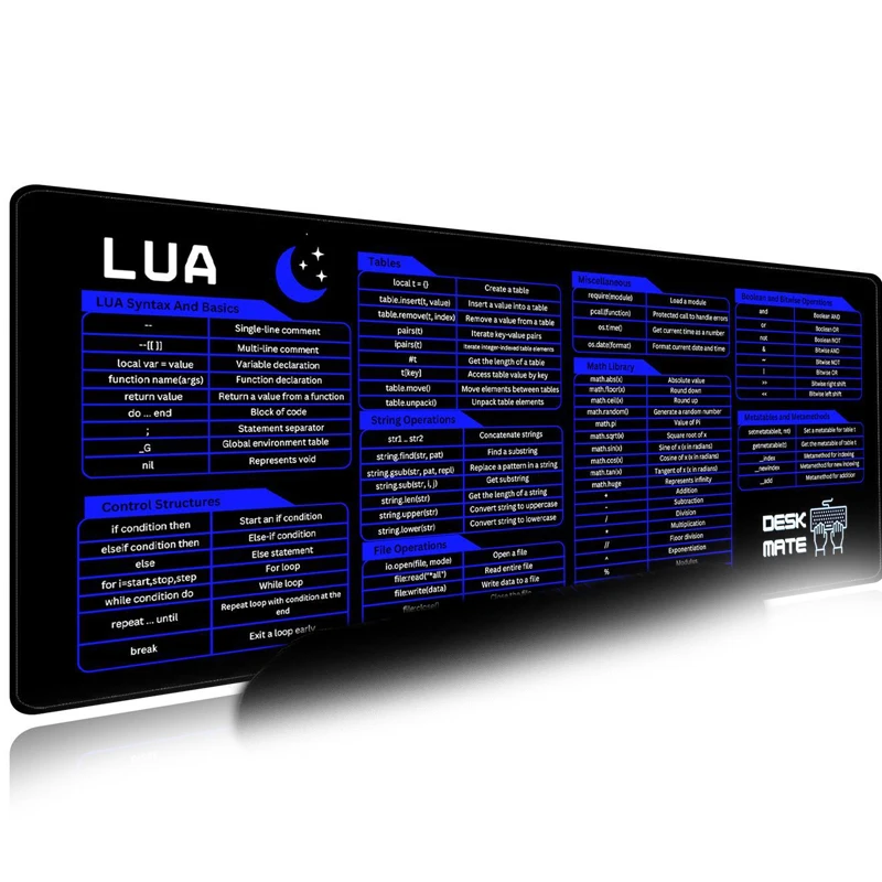 Desk Pad Leather Large - LUA Programlama Kısayolları Büyük PU Deri