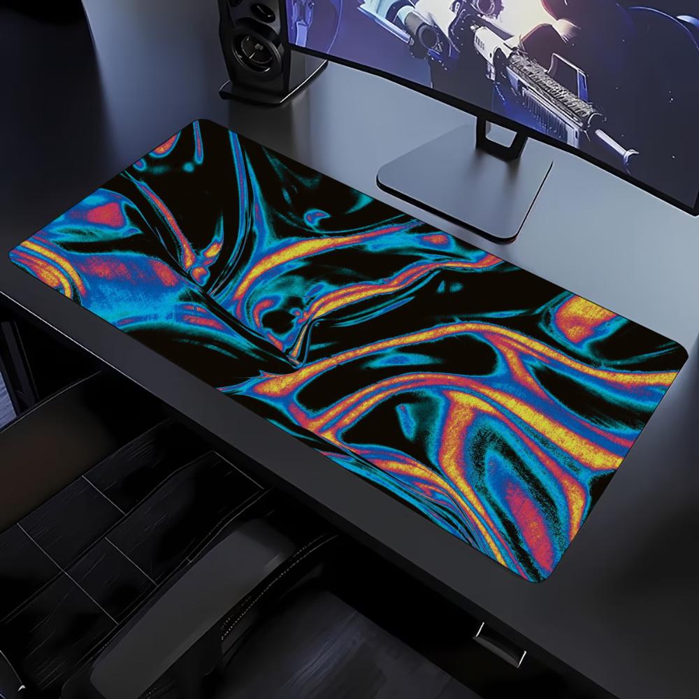 Desk Setup Workspace - Renkli Sıvı Döngü Desenli Büyük Mouse