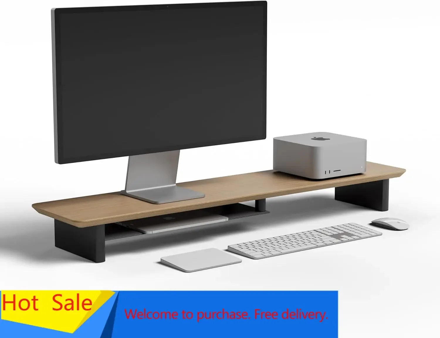 Desk Setup Workspace - Beyaz Meşe Çift Katmanlı Ergonomik Masa